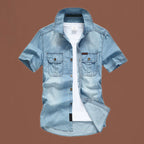 Men's Casual Denim Short Sleeve Shirt