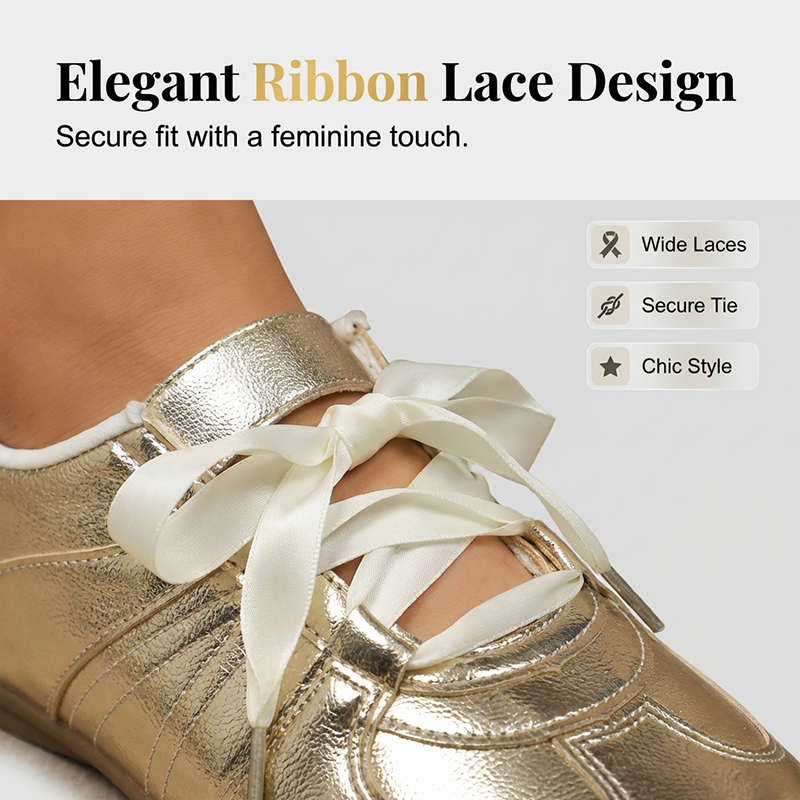 Women's Metallic Lace-Up Fashion Sneakers