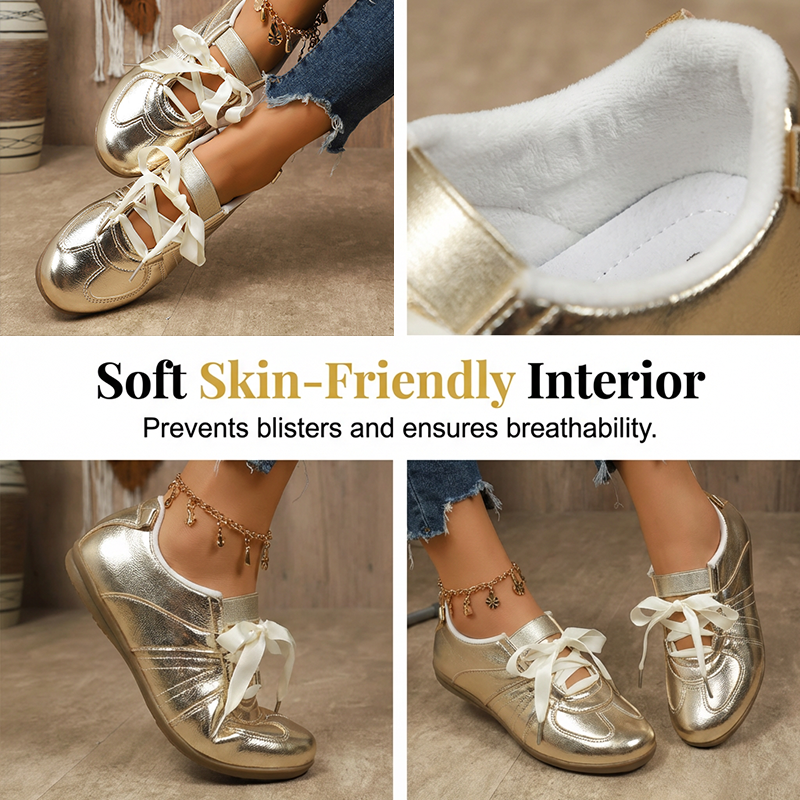 Women's Metallic Lace-Up Fashion Sneakers