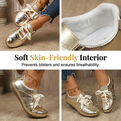 Women's Metallic Lace-Up Fashion Sneakers