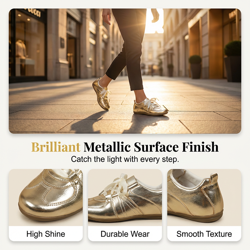 Women's Metallic Lace-Up Fashion Sneakers