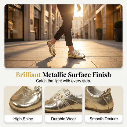 Women's Metallic Lace-Up Fashion Sneakers