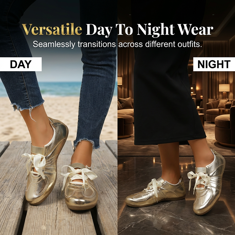 Women's Metallic Lace-Up Fashion Sneakers