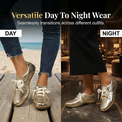 Women's Metallic Lace-Up Fashion Sneakers