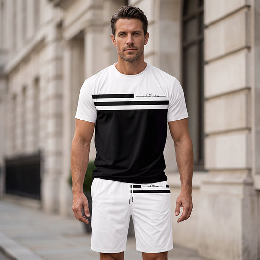 Men's Casual Short Sleeve T-Shirt & Drawstring Shorts Set