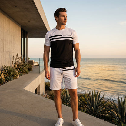 Men's Casual Short Sleeve T-Shirt & Drawstring Shorts Set