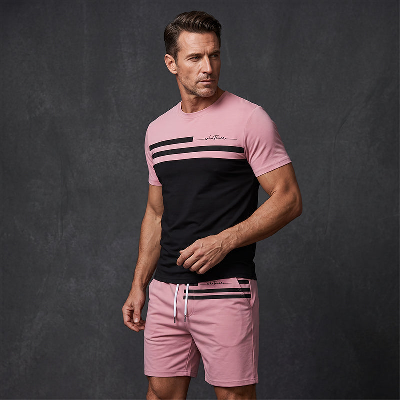 Men's Casual Short Sleeve T-Shirt & Drawstring Shorts Set