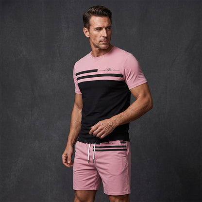 Men's Casual Short Sleeve T-Shirt & Drawstring Shorts Set