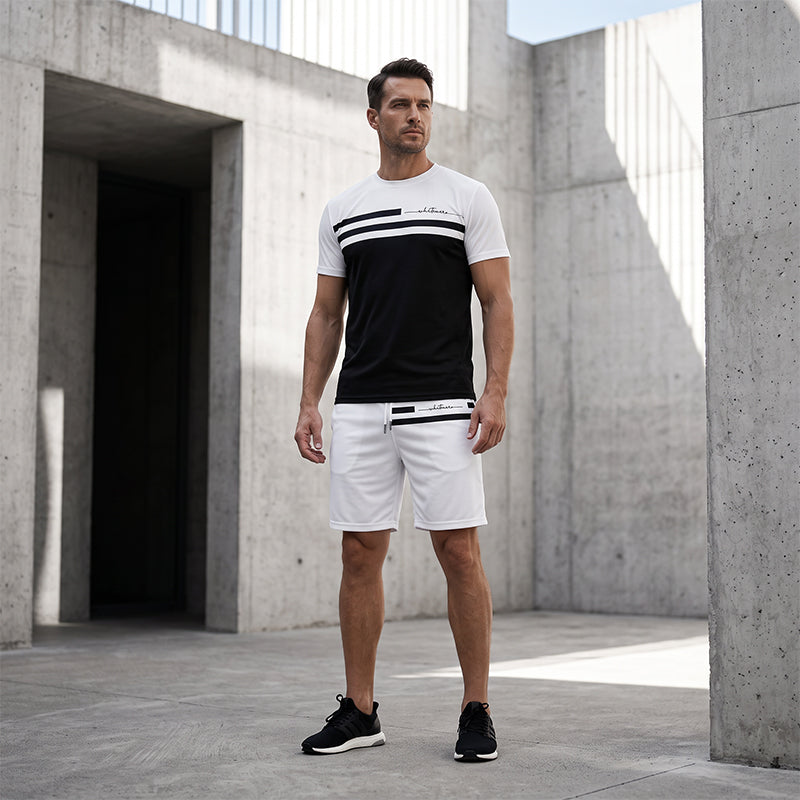 Men's Casual Short Sleeve T-Shirt & Drawstring Shorts Set