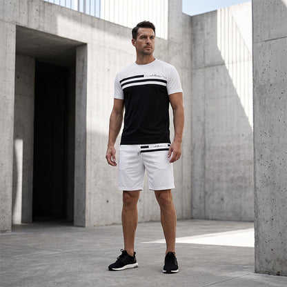 Men's Casual Short Sleeve T-Shirt & Drawstring Shorts Set