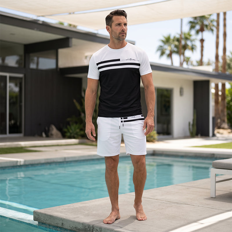 Men's Casual Short Sleeve T-Shirt & Drawstring Shorts Set