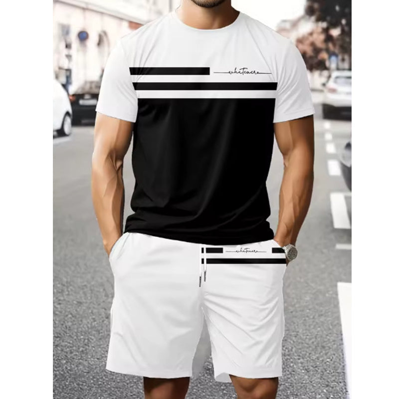 Men's Casual Short Sleeve T-Shirt & Drawstring Shorts Set