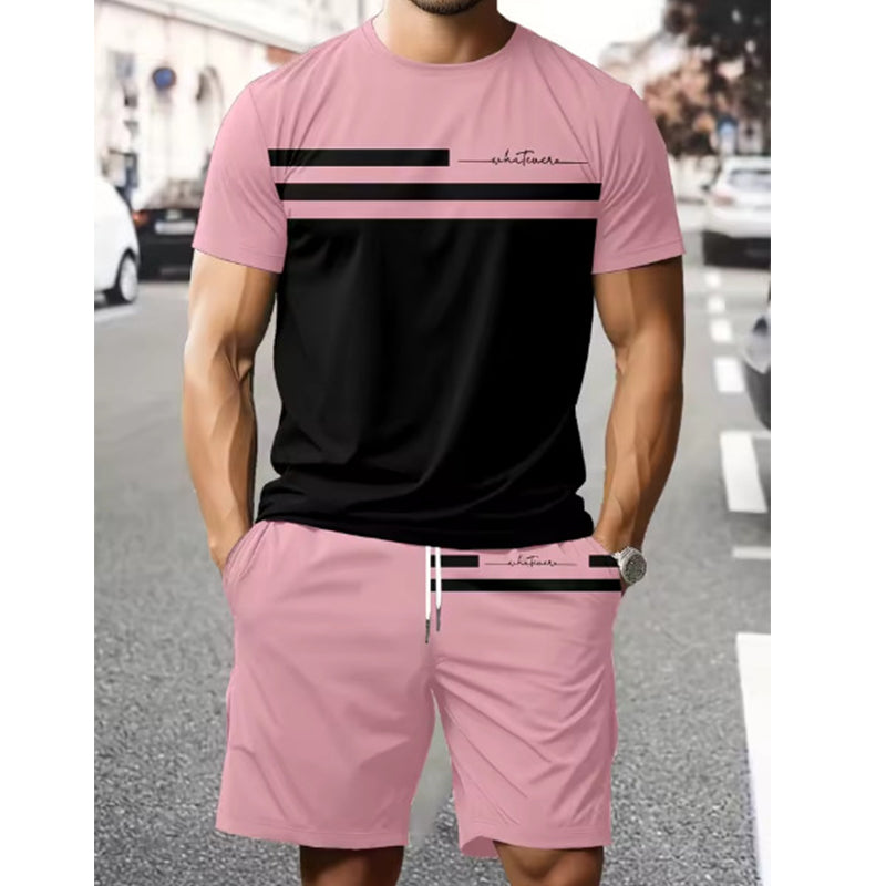 Men's Casual Short Sleeve T-Shirt & Drawstring Shorts Set