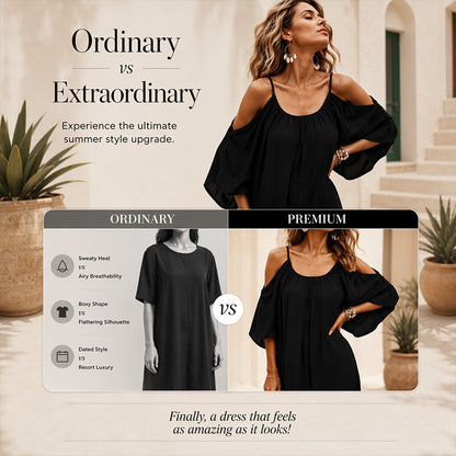Women's Summer Cold-Shoulder Spaghetti Strap Dress