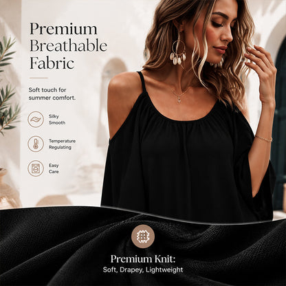 Women's Summer Cold-Shoulder Spaghetti Strap Dress