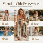 Women's Strapless Geometric Print Wide-Leg Jumpsuit