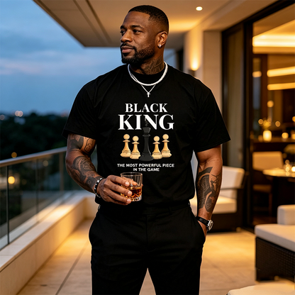 Men Plus Size Chess Slogan Print T-Shirt Casual Short Sleeve Tee