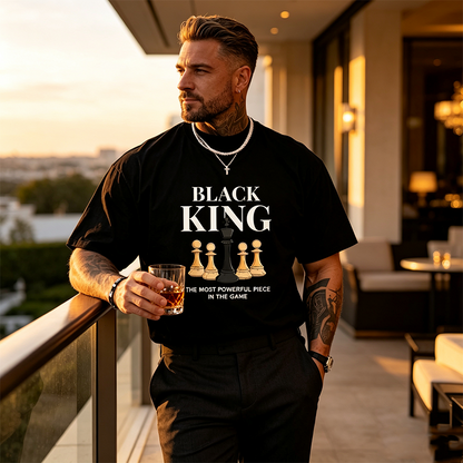 Men Plus Size Chess Slogan Print T-Shirt Casual Short Sleeve Tee