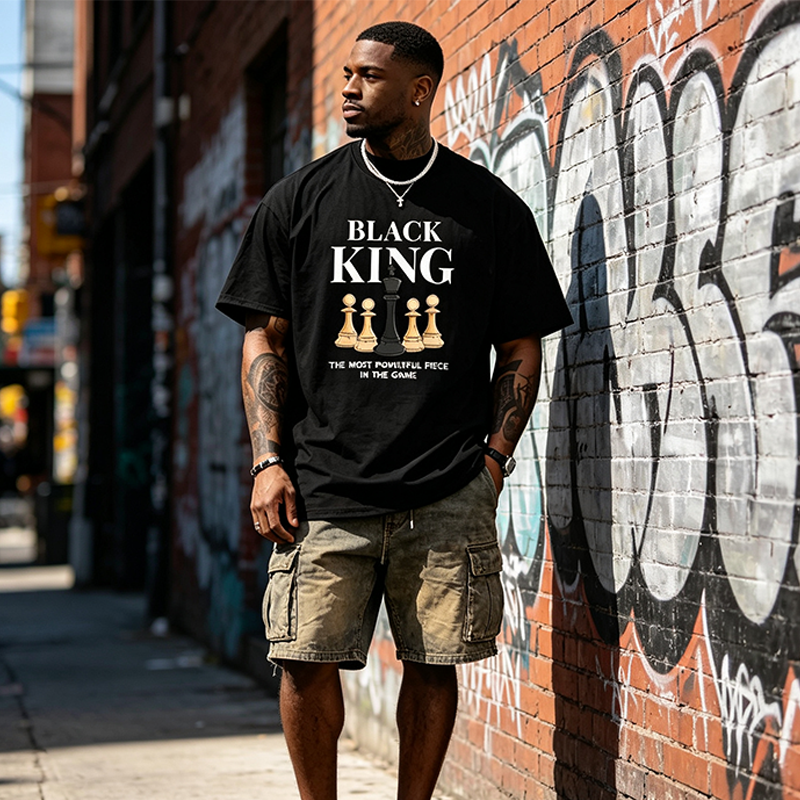 Men Plus Size Chess Slogan Print T-Shirt Casual Short Sleeve Tee