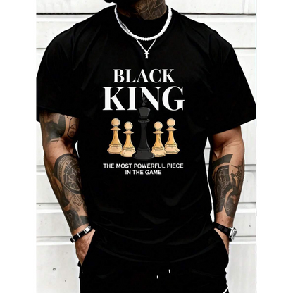 Men Plus Size Chess Slogan Print T-Shirt Casual Short Sleeve Tee