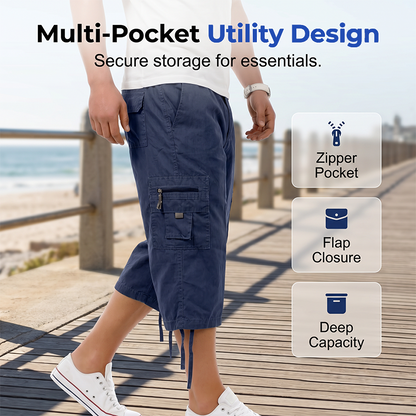 Men's Multi-Pocket Capri Pants