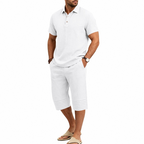 Men Summer Shirt and Crop Pants Set Casual Beach Outfit