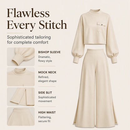 ✨ Effortless Comfort | Women's Cropped Top & Wide-Leg Pants 2-Piece Set✈️Free Shipping