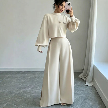 ✨ Effortless Comfort | Women's Cropped Top & Wide-Leg Pants 2-Piece Set✈️Free Shipping