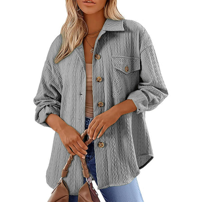 ⌛Limited-Time Offer-Women's Textured Long Sleeve Button-Down Shirt
