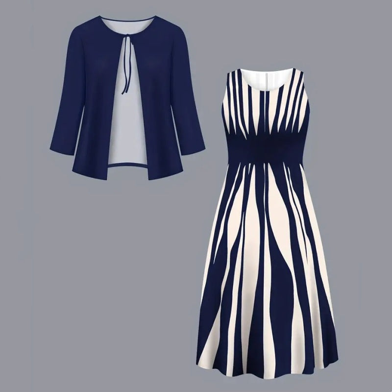 Women's 2-Piece Sleeveless Dress and Cardigan Set