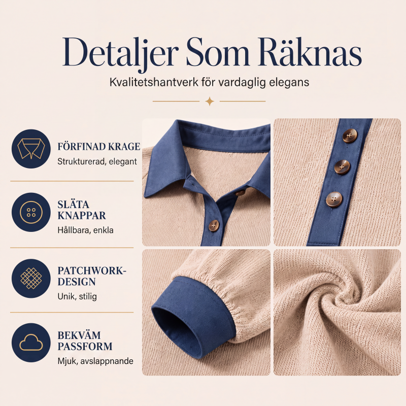 🍂Höstnyheter| Damstickad topp med kontrasterande denimmudd