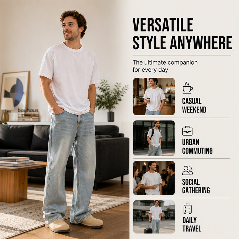👖 LIMITED-TIME 50% OFF! ✨ Men's Vintage Washed Curved-Leg Jeans