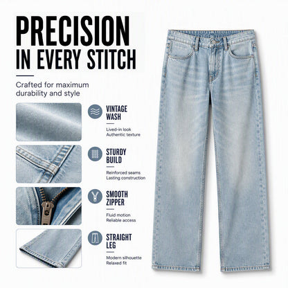 👖 LIMITED-TIME 50% OFF! ✨ Men's Vintage Washed Curved-Leg Jeans