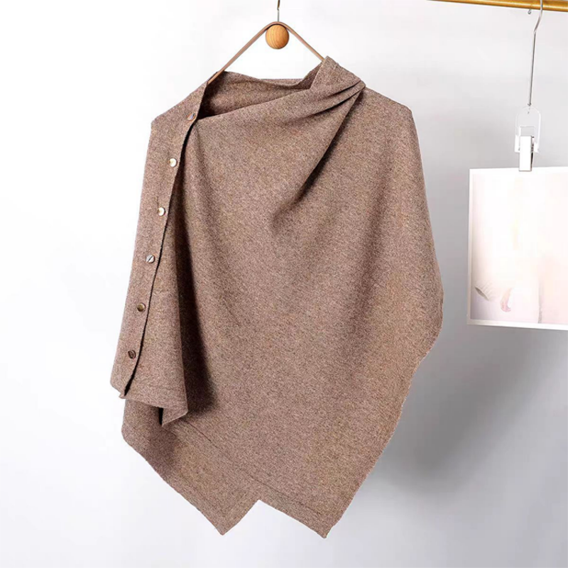 Nya ankomster📦🍂Stilfull poncho med sidoknappar för kvinnor