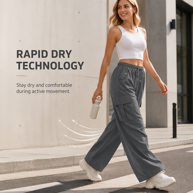 ✨Effortless Style | Women’s High-Waisted Quick-Dry Wide-Leg Cargo Pants