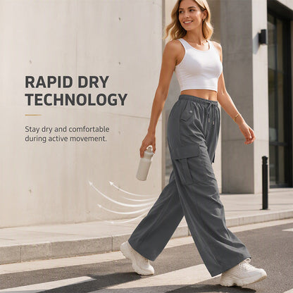 ✨Effortless Style | Women’s High-Waisted Quick-Dry Wide-Leg Cargo Pants