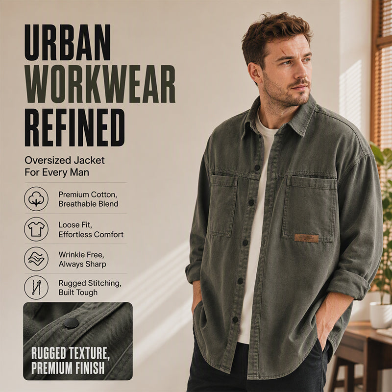 ✨ Easy Everyday Style | Men's Relaxed-Fit Multi-Pocket Utility Shirt