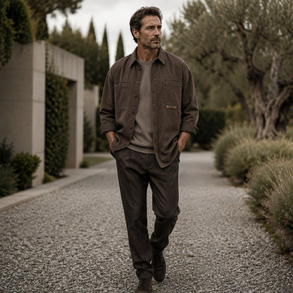 ✨ Easy Everyday Style | Men's Relaxed-Fit Multi-Pocket Utility Shirt