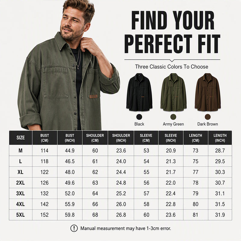 ✨ Easy Everyday Style | Men's Relaxed-Fit Multi-Pocket Utility Shirt