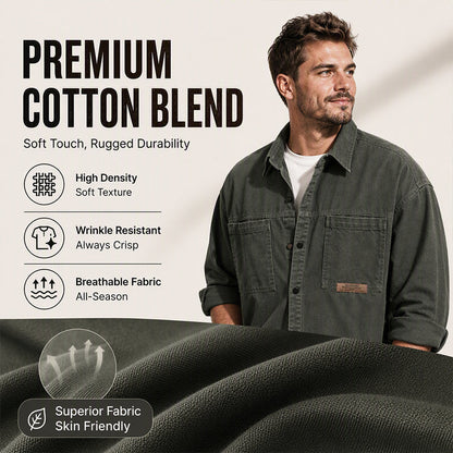 ✨ Easy Everyday Style | Men's Relaxed-Fit Multi-Pocket Utility Shirt