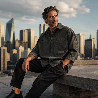 ✨ Easy Everyday Style | Men's Relaxed-Fit Multi-Pocket Utility Shirt