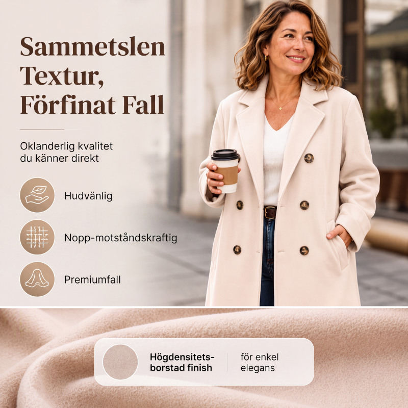 Bästsäljare🔥 🧥 Dubbelknäppt ullkappa med klassisk krage – lyxig värme för svala dagar