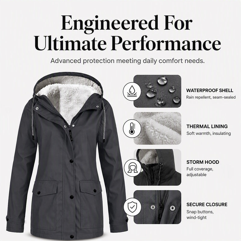 ⏳ Limited Time 50% Off! 💥Women's Plush-Lined Windproof Hooded Jacket