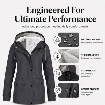 ⏳ Limited Time 50% Off! 💥Women's Plush-Lined Windproof Hooded Jacket