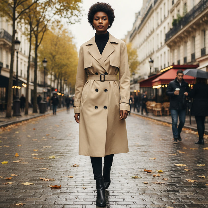 🍂Nya höstnyheter|Kvinnors lediga dubbelknäppt trenchcoat