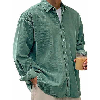 ✨ Timeless Comfort | Men's Relaxed-Fit Corduroy Button-Up Shirt