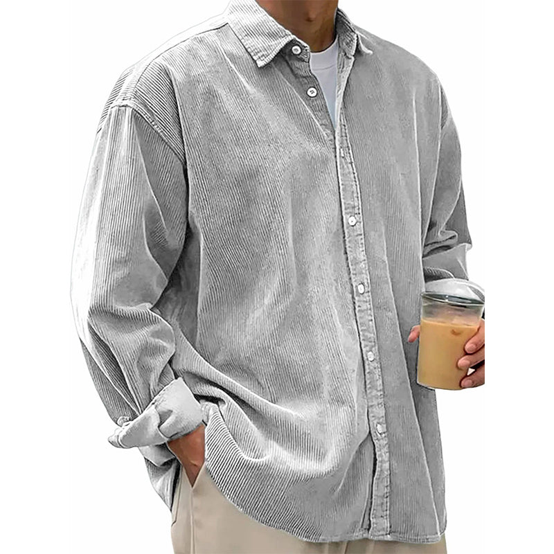 ✨ Timeless Comfort | Men's Relaxed-Fit Corduroy Button-Up Shirt