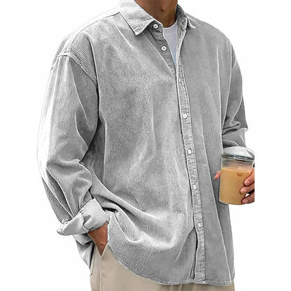 ✨ Timeless Comfort | Men's Relaxed-Fit Corduroy Button-Up Shirt
