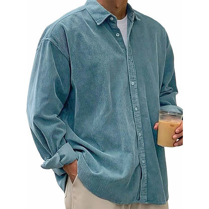 ✨ Timeless Comfort | Men's Relaxed-Fit Corduroy Button-Up Shirt