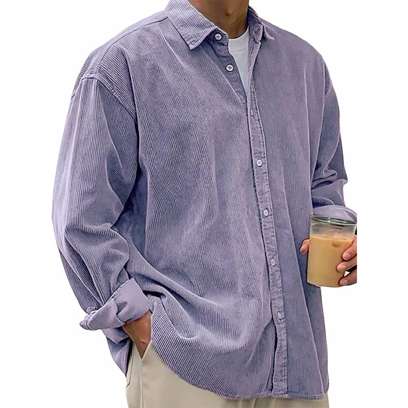✨ Timeless Comfort | Men's Relaxed-Fit Corduroy Button-Up Shirt